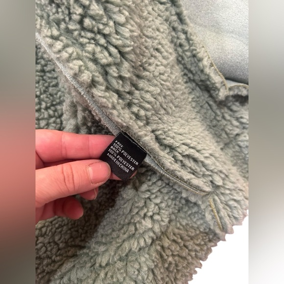 Sage green teddy Sherpa moto Jacket Sz S - Picture 4 of 5